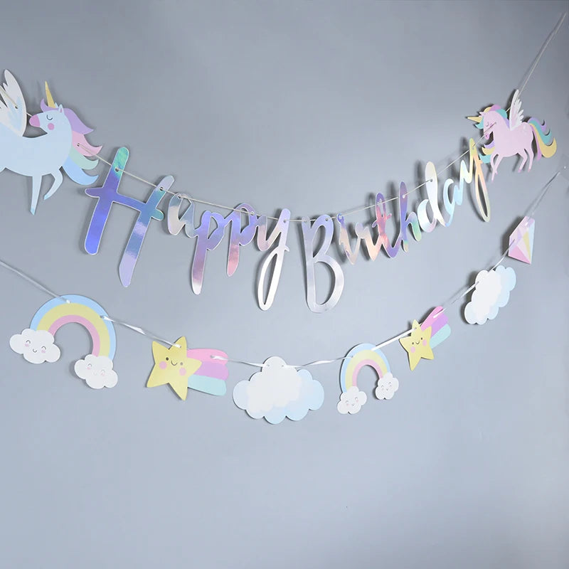 ELMAS Magical Unicorn Birthday Banner Garland Decor - Al Masam Stationery LLC