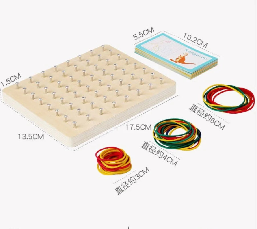 ELMAS Wooden Puzzle Toys Geometric Shape Nailboard Game - Al Masam Stationery LLC