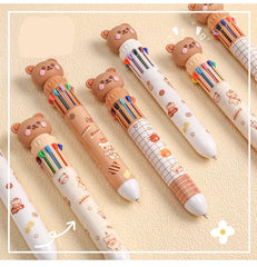 ELMAS Kawaii Teddy Bear Multi-Color Press Pen Set