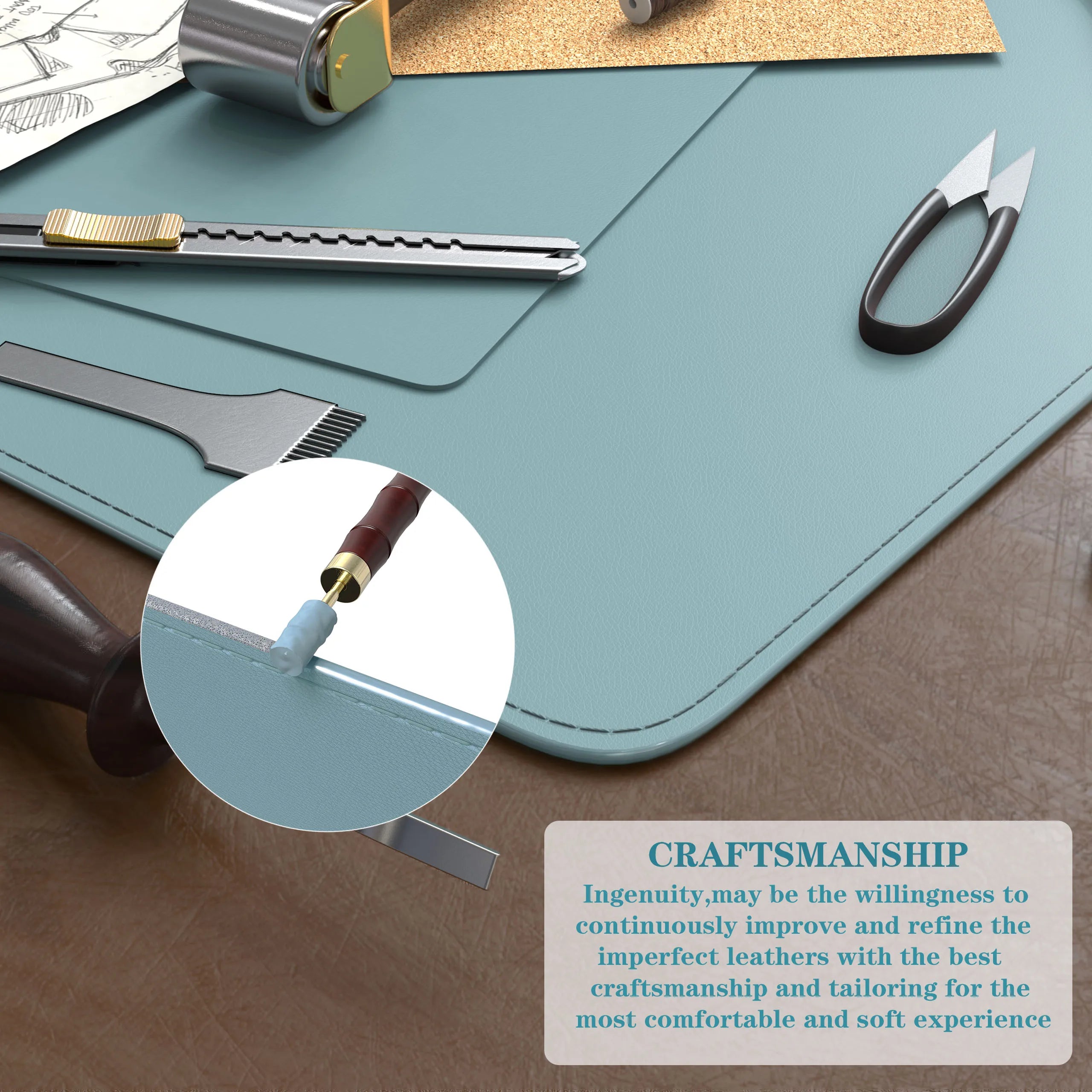 ELMAS Premium Dual-Sided Cork & Leather Mouse Pad - Al Masam Stationery LLC