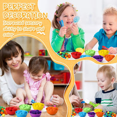 ELMAS Rainbow Counting Pompoms Sorting Cup Toys