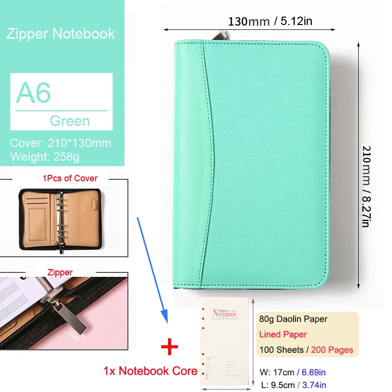 ELMAS Stylish A6 Leather Binder Planner with Calculator - Al Masam Stationery LLC