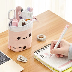 ELMAS Cute Milk Tea Pencil Case - Stylish Stationery Holder