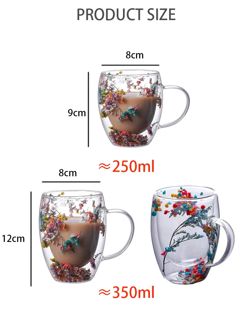 ELMAS Stylish Double Wall Glass Cups - Heat Resistant Set - Al Masam Stationery LLC