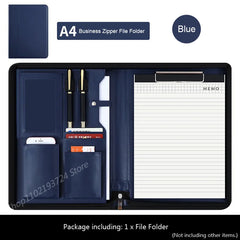 ELMAS A4 Leather Executive Zippered Portfolio Folder