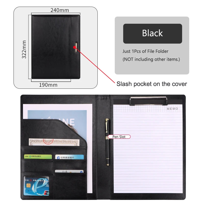 ELMAS Premium Leather A4 Portfolio Organizer Folder - Al Masam Stationery LLC