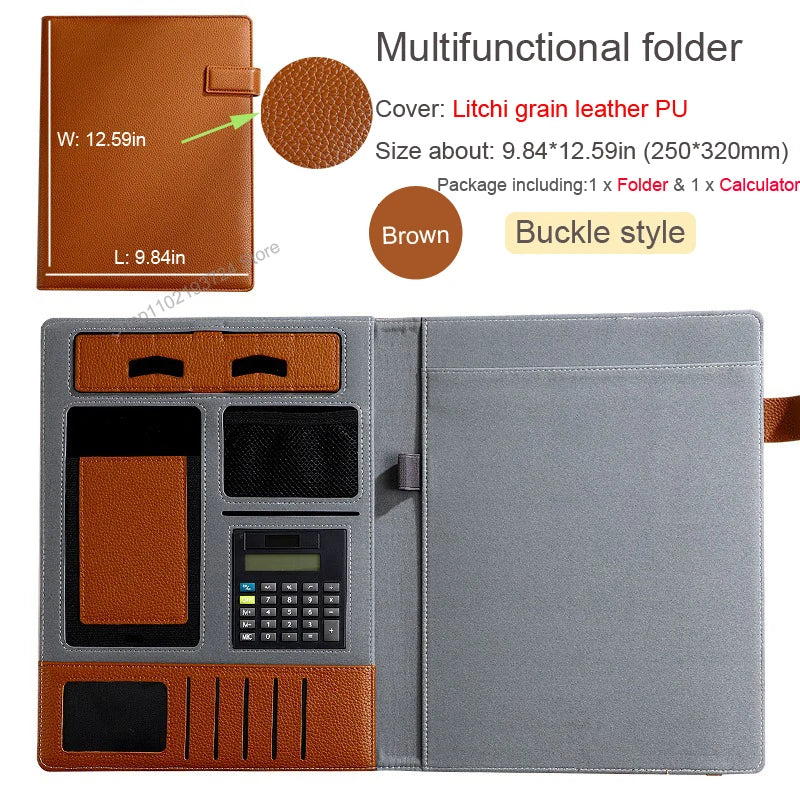 ELMAS Business Leather A4 Portfolio Organizer Folder - Al Masam Stationery LLC