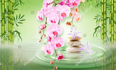 ELMAS Custom Photo Wallpaper Bamboo Leaf Lotus 3D Wall - Al Masam Stationery LLC