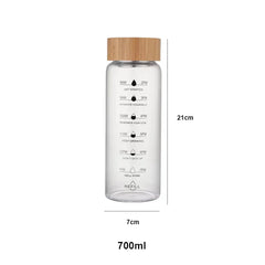 ELMAS 1000ml Stylish Glass Water Bottle with Time Markers