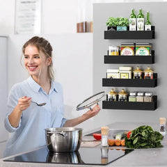 ELMAS Magnetic Fridge Shelf Spice Storage Rack Black Iron - Al Masam Stationery LLC