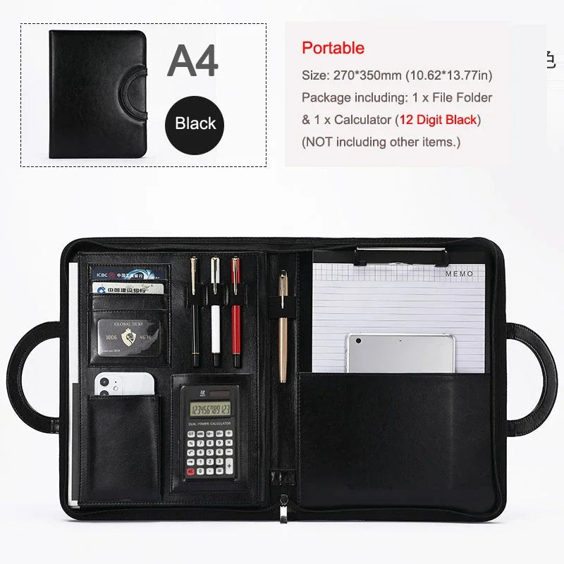 ELMAS Stylish A4 Leather Portfolio Organizer for Professionals - Al Masam Stationery LLC