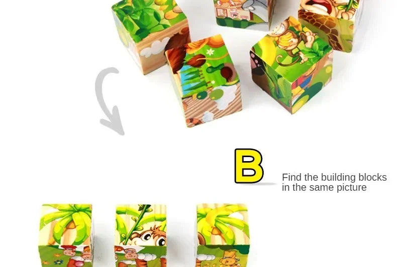 ELMAS 3D Cube Wooden Puzzle Montessori Learning Toy - Al Masam Stationery LLC