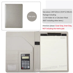 ELMAS Elegant Grey A4 Leather Portfolio Folder for Professionals