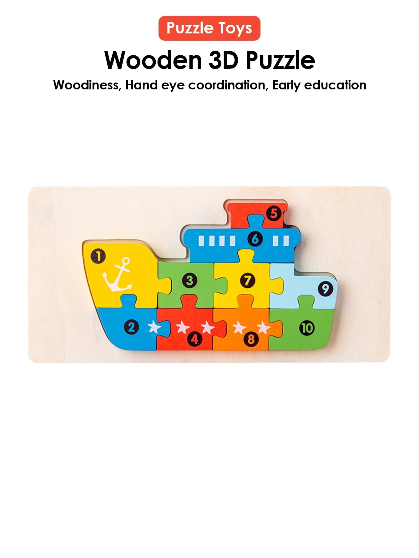 ELMAS 3D Wooden Puzzles Educational Cartoon Animals Toys - Al Masam Stationery LLC