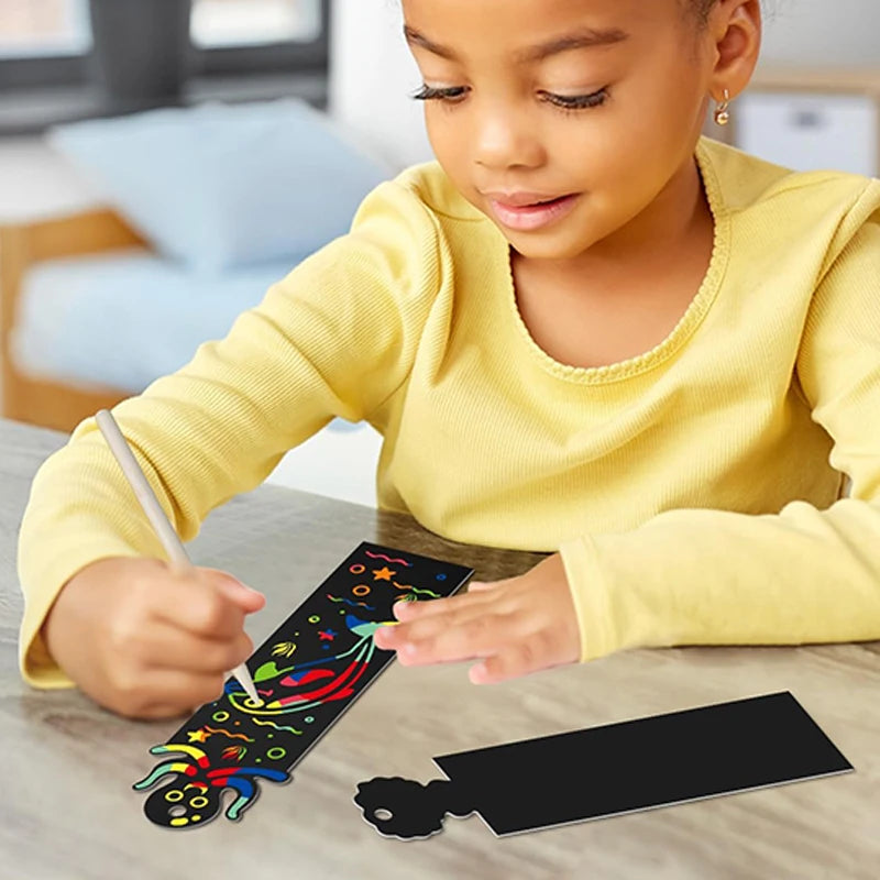 ELMAS: 12pcs Magic Scratching Bookmarks for Kids Fun - Al Masam Stationery LLC
