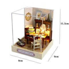 ELMAS Enchanting Mini Wooden Dollhouse Kit with Lights