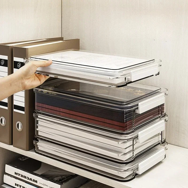 ELMAS Transparent Acrylic A4 Paper Storage Box Organizer - Al Masam Stationery LLC