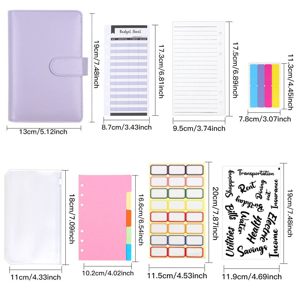 ELMAS 62pcs/set A6 Leather Ring Binder Notebook Organizer - Al Masam Stationery LLC