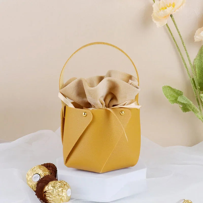 ELMAS Stylish Leather Gift Bag With Velvet Candy Box - Al Masam Stationery LLC