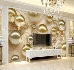 ELMAS Custom Photo 3D Wallpaper Mural Golden Pearl Pattern - Al Masam Stationery LLC