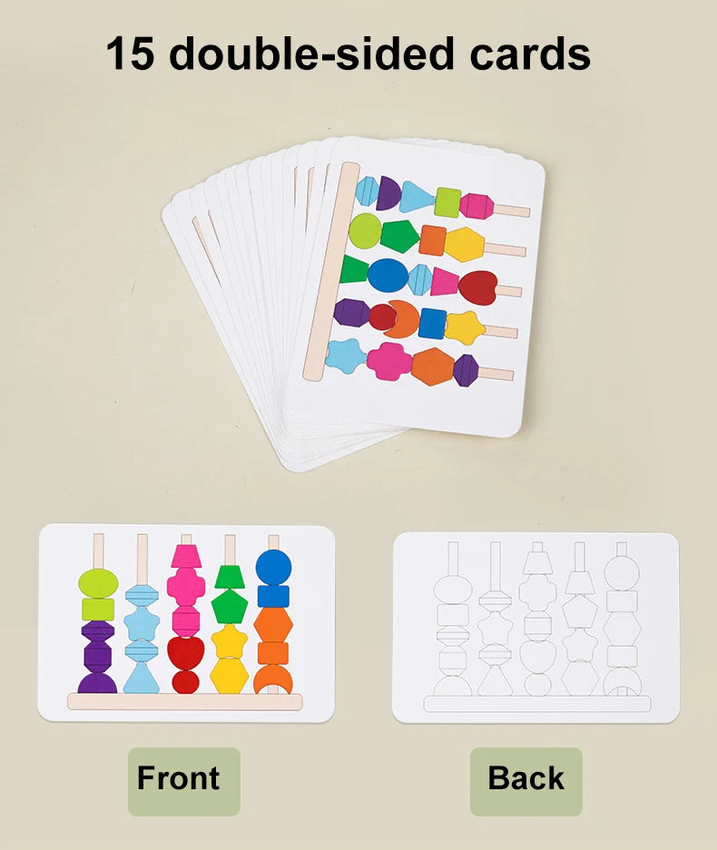 ELMAS Montessori Wooden Beads Sequencing Toy Set Fun - Al Masam Stationery LLC