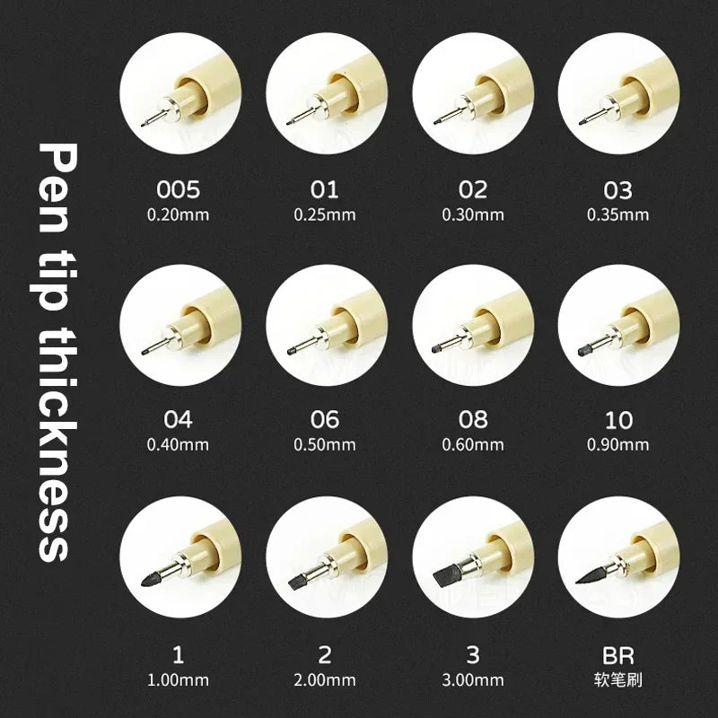 ELMAS 12 Nib Micron Ink Markers for Precision Art - Al Masam Stationery LLC