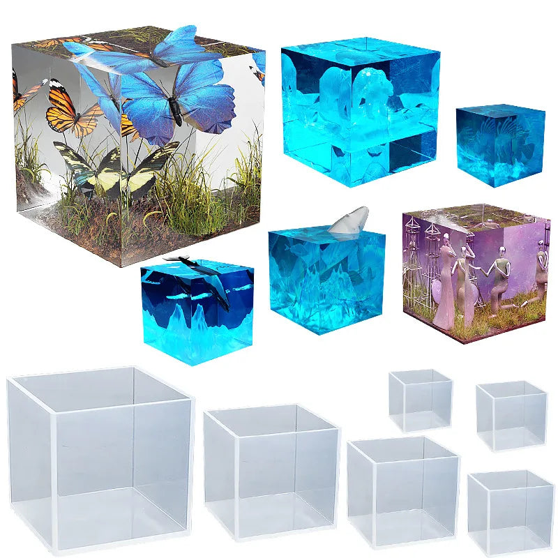 ELMAS Large Clear Silicone Cube Molds for DIY Resin Casting - Al Masam Stationery LLC