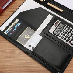 ELMAS Premium A4 Leather Padfolio & Clipboard Organizer