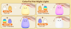 ELMAS Adorable Cat Night Light - 7-Color Touch Lamp