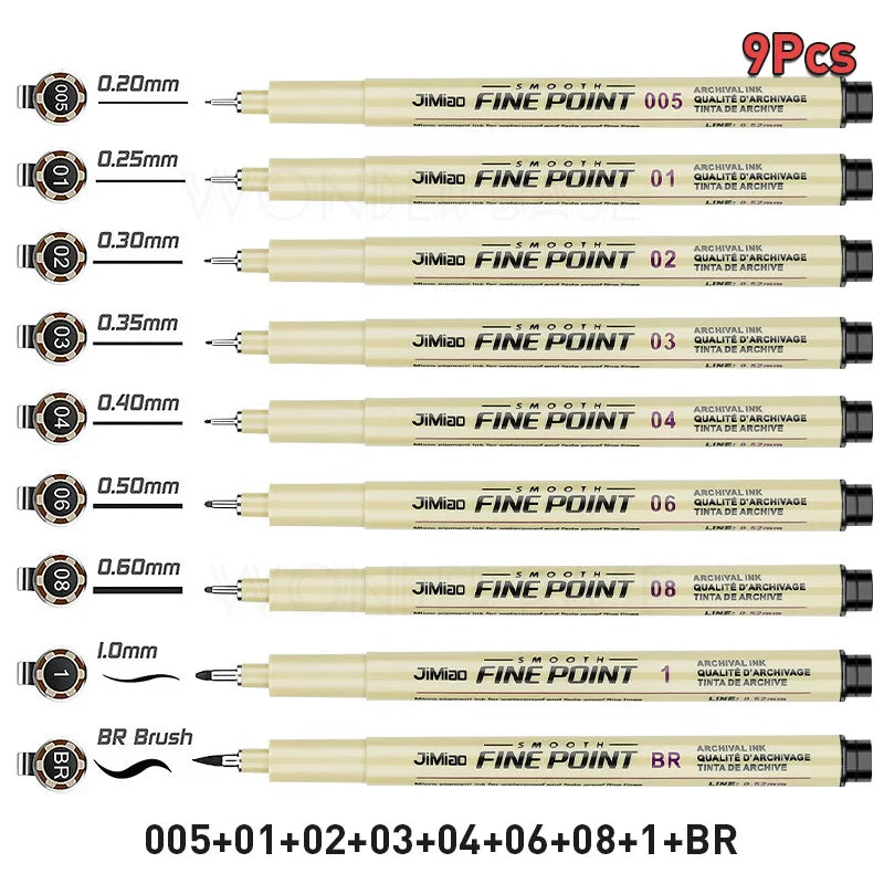 ELMAS 12 Nib Micron Ink Markers for Precision Art - Al Masam Stationery LLC