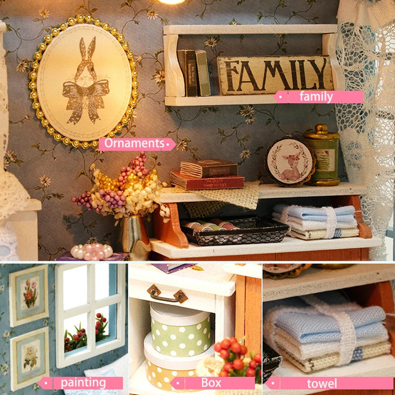 ELMAS Creative Miniature Dollhouse Kit with Furniture - Al Masam Stationery LLC