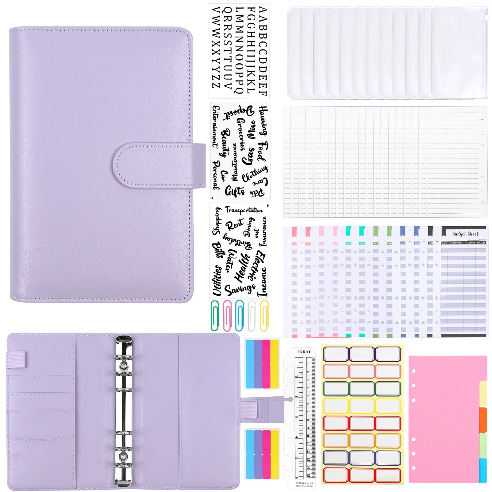 ELMAS 62pcs/set A6 Leather Ring Binder Notebook Organizer - Al Masam Stationery LLC