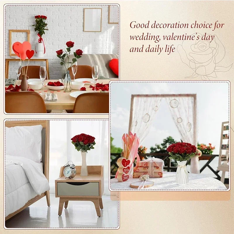 ELMAS 50 Pcs Velvet Rose Artificial Flowers for Decor - Al Masam Stationery LLC