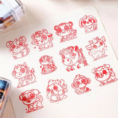 Dragon Monkey Zodiac Stamps Hand Account Stationery Cute Animals Seal DIY Painting Cartoon Animals Figure Stamps