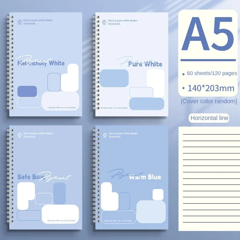 ELMAS A5 Coil Notebook Simple Blue Cute Notebook for Students - Al Masam Stationery LLC