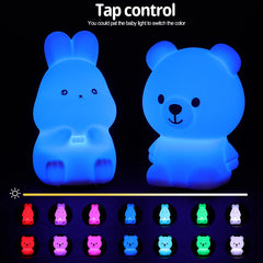 ELMAS Adorable Cat Night Light - 7-Color Touch Lamp