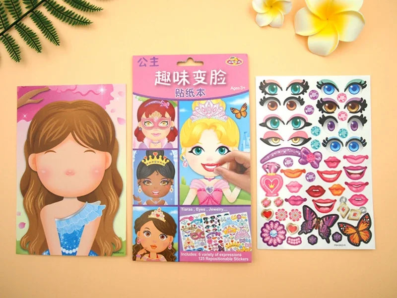 ELMAS Cute Cartoon Face Puzzle DIY Sticker Book Set - Al Masam Stationery LLC