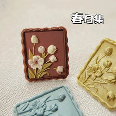 Fire Wax Seal Chapter Multilayer Carved Tulip Roses Bouquet Series Anaglyph Lovely Copper Head Envelope Seal Diy Diary Stamp Toy