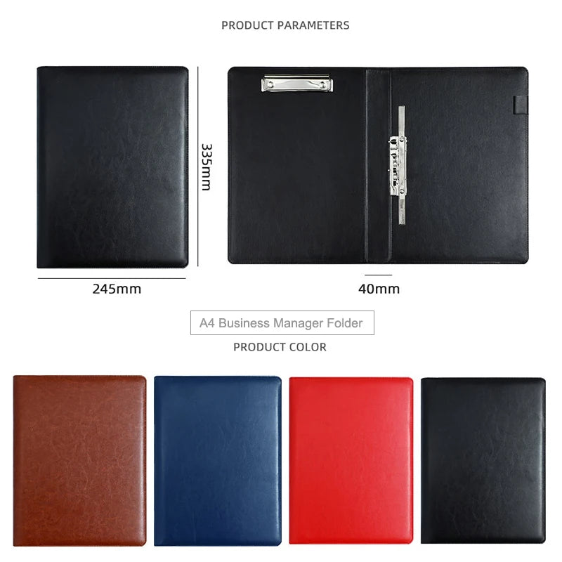 ELMAS Elegant PU Leather A4 Padfolio with Clips - Al Masam Stationery LLC