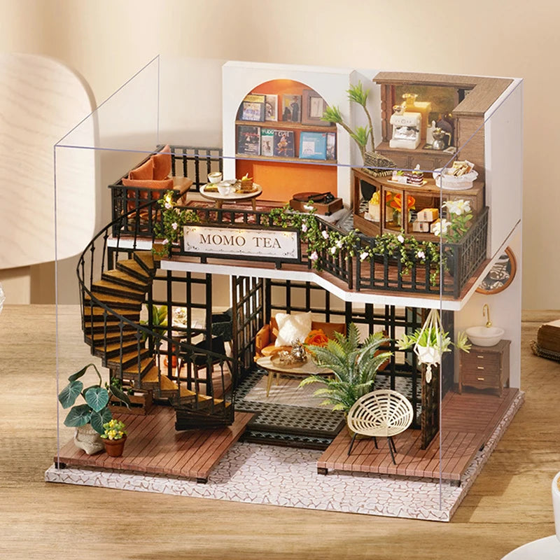 ELMAS Enchanting 3D Wooden Dollhouse Kit with Lights - Al Masam Stationery LLC