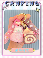 ELMAS Kawaii Cat Egg Roll Key Chain - Cute & Trendy!