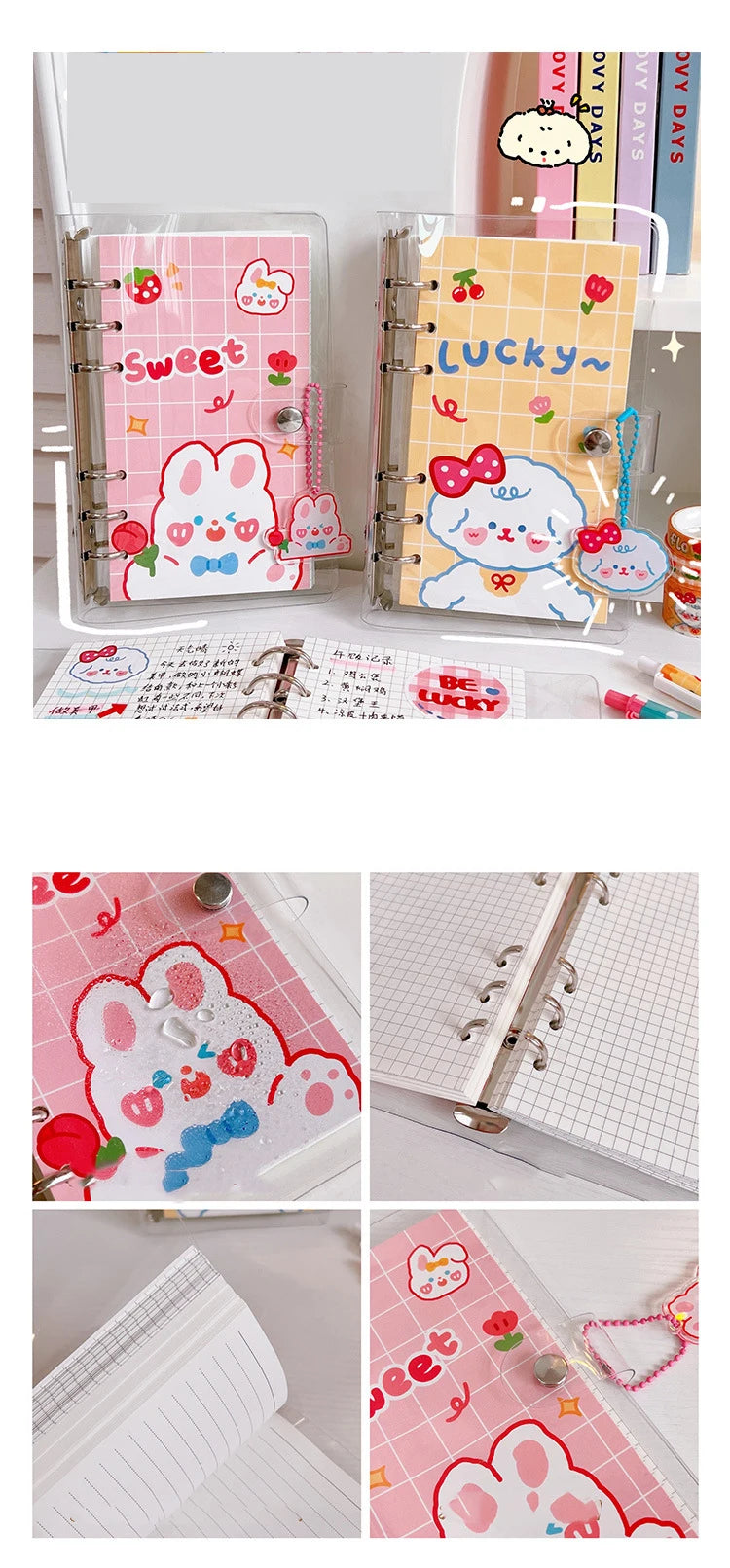 ELMAS Kawaii PVC Loose-leaf Notebook Cover DIY Journal - Al Masam Stationery LLC