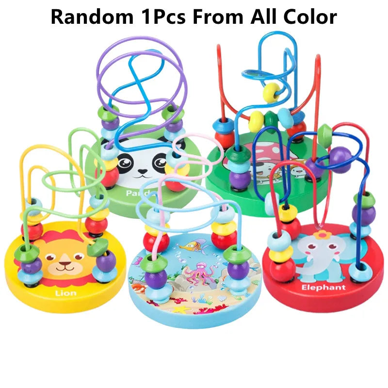 ELMAS Montessori Baby Toys Wooden Roller Coaster Bead Maze - Al Masam Stationery LLC