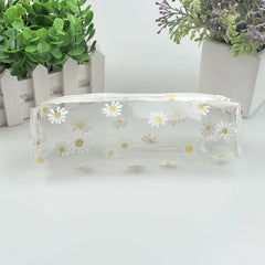 ELMAS Kawaii Daisy Transparent Pencil Case for Students