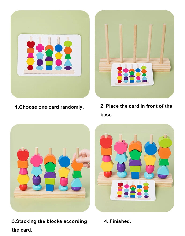 ELMAS Montessori Wooden Beads Sequencing Toy Set Fun - Al Masam Stationery LLC