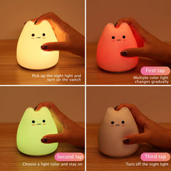 ELMAS Adorable Cat Night Light - 7-Color Touch Lamp