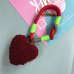 ELMAS Heart Plush Keychain with Colorful Lanyard