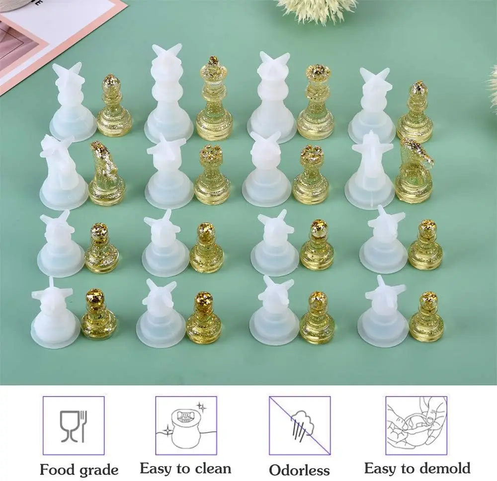 ELMAS 3D Silicone Resin Chess Set Mold & Board Molds - Al Masam Stationery LLC