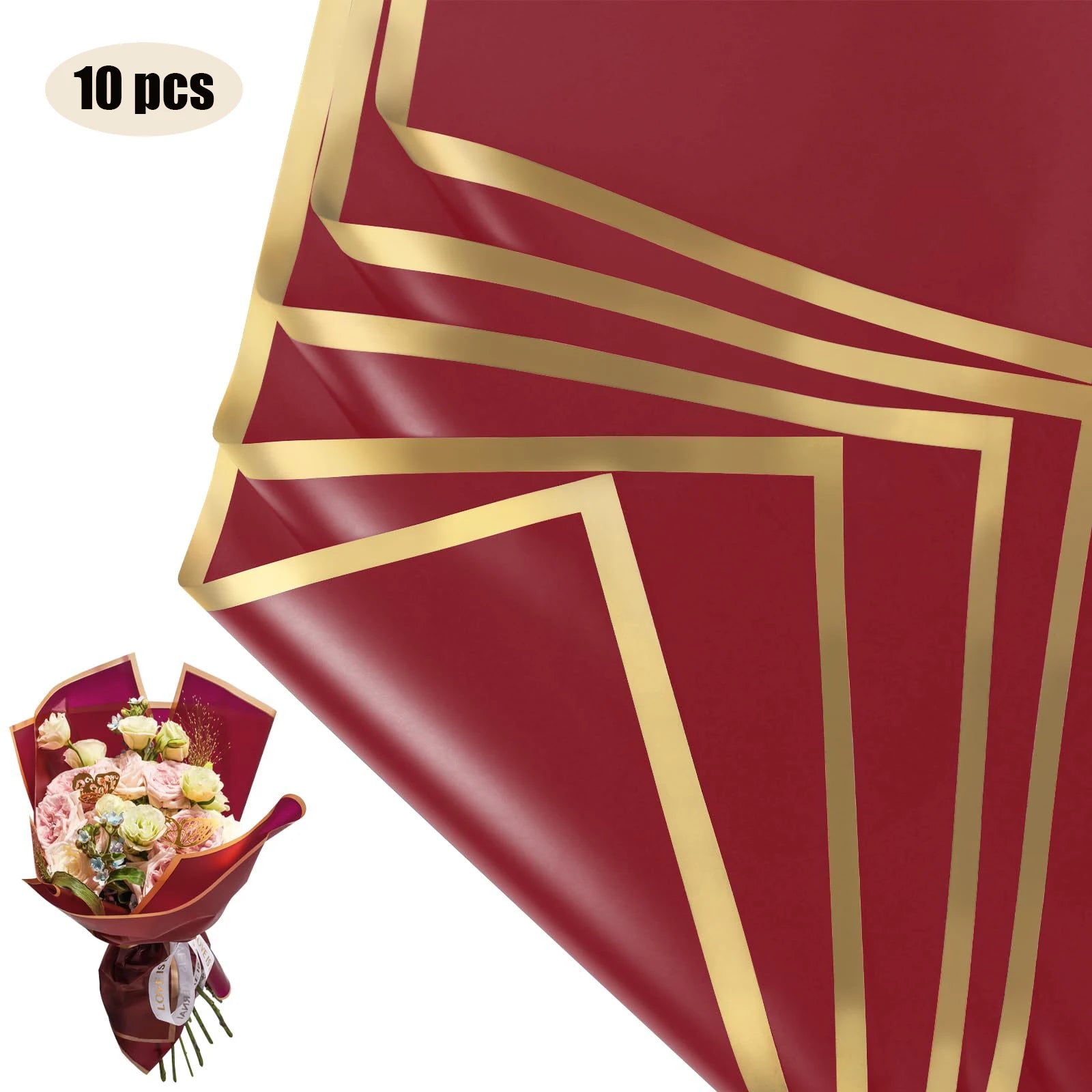 ELMAS Elegant Flower Wraps with Golden Edges - 10 Sheets - Al Masam Stationery LLC