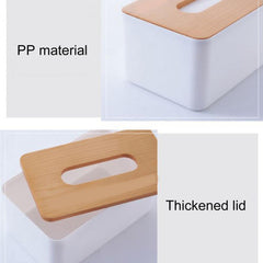 ELMAS Modern Tissue Box with Wooden Lid for Home & Car